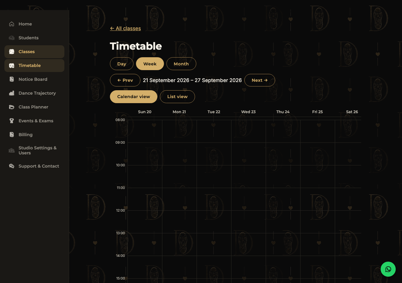 Weekly timetable view